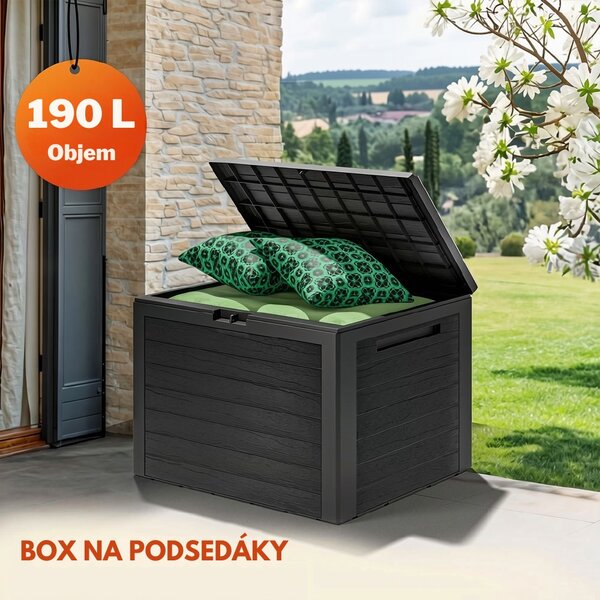 Zahradní úložný box WOODEBOX, 190L, 78x44x55cm, antracitová Prosperplast