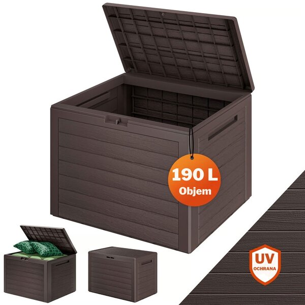 Úložný box WOODEBOX, 190L, 78x44x55cm, tmavě hnědá Prosperplast