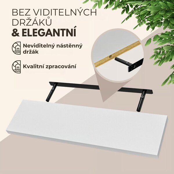 Nástěnná police FIGO + konzole, 90cm, bílá Casaria