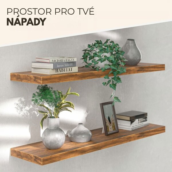 Nástěnná police FIGO + konzole, 90cm, tmavý dub Casaria