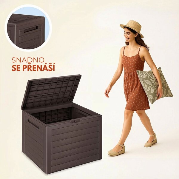 Úložný box WOODEBOX, 190L, 78x44x55cm, tmavě hnědá Prosperplast