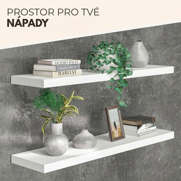 Nástěnná police FIGO + konzole, 90cm, bílá Casaria
