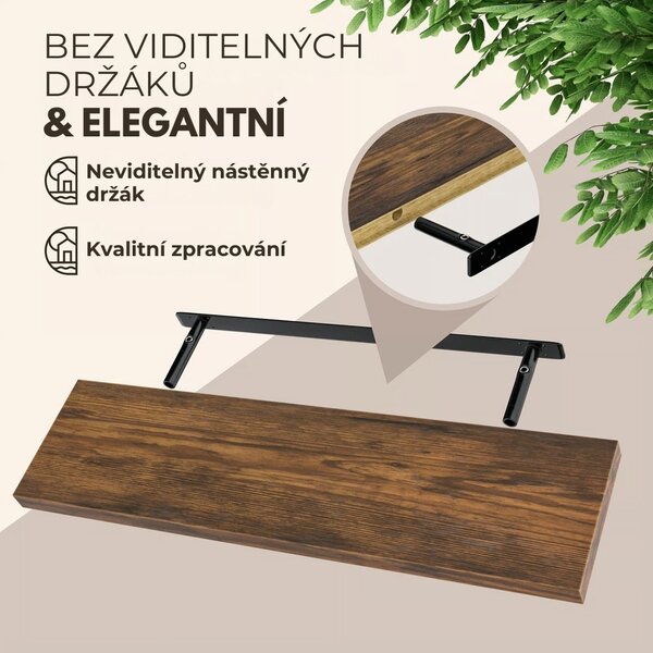 Nástěnná police FIGO + konzole, 90cm, tmavý dub Casaria