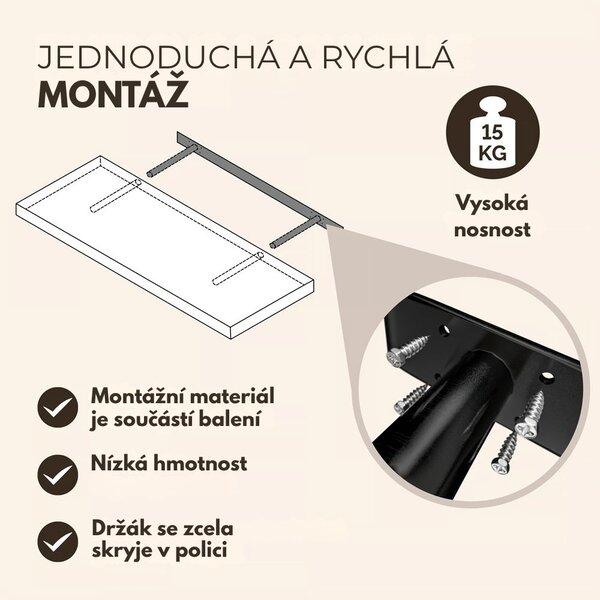 Nástěnná police FIGO + konzole, 90cm, tmavý dub Casaria