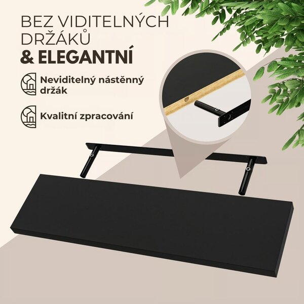 Nástěnná police FIGO + konzole, 90cm, černá Casaria