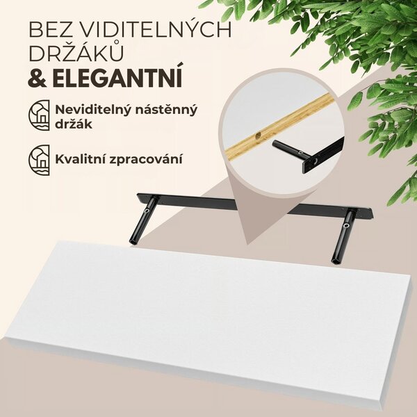 Nástěnná police FIGO + konzole, 70cm, bílá Casaria