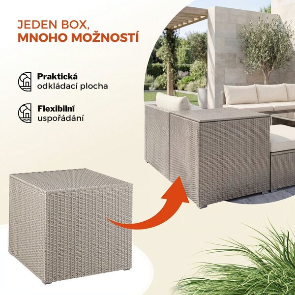 Polyratanový úložný box RICCO, 318L, 75x75x70cm, krémová Casaria
