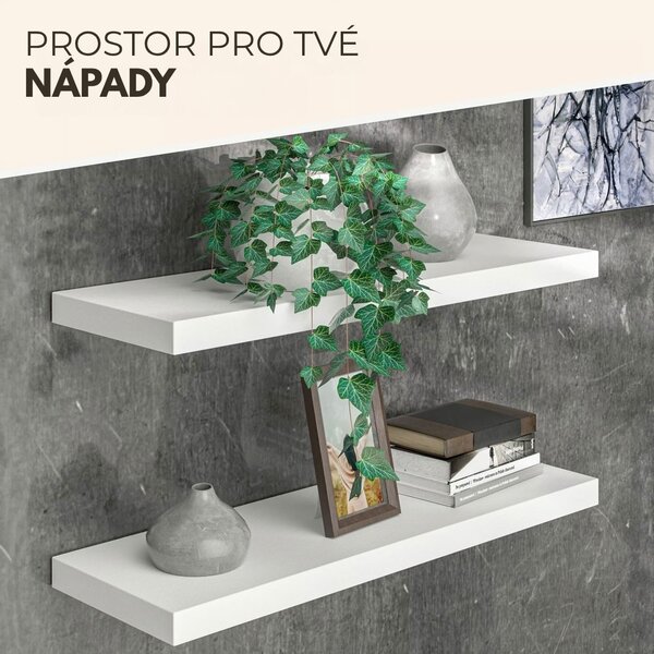 Nástěnná police FIGO + konzole, 70cm, bílá Casaria