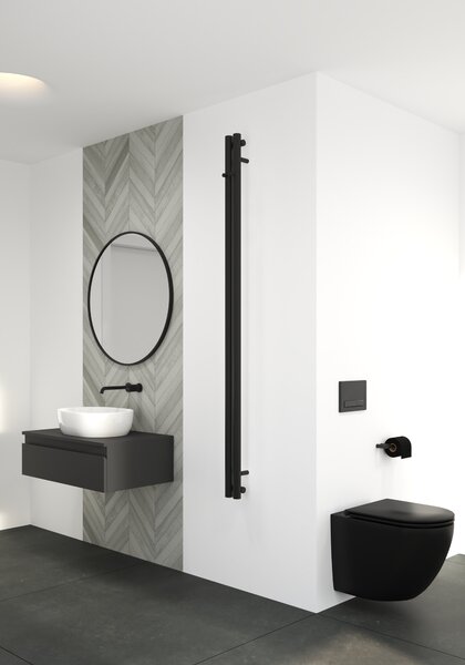 Oltens Stang koupelnový radiátor designově 180x9.5 cm černá mat 55010300