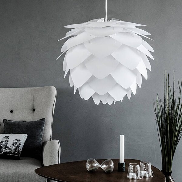 UMAGE Silvia střední závěsné světlo v bílé barvě, stmívatelný, Bílá / opál, Obývací pokoj / jídelna, Plast, Design