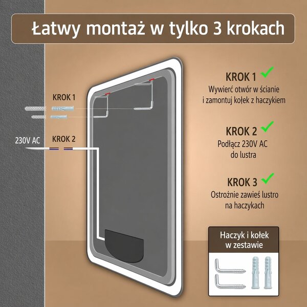 Venti Prima zrcadlo 60x80 cm obdélníkový s osvětlením stříbrná 5907722357915