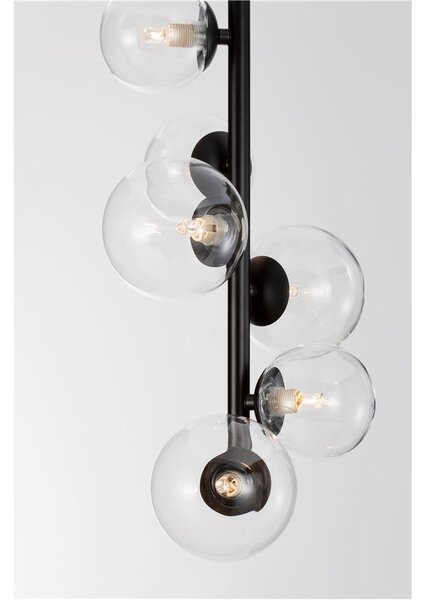 Nova Luce Závěsné svítidlo ODILLIA matný černý kov a sklo G9 6x6W