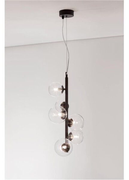 Nova Luce Závěsné svítidlo ODILLIA matný černý kov a sklo G9 6x6W