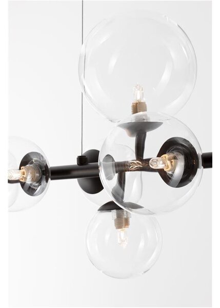 Nova Luce Závěsné svítidlo ODILLIA matný černý kov a sklo G9 7x6W