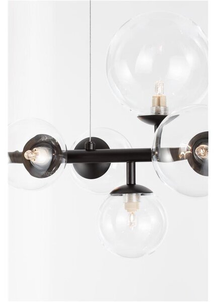 Nova Luce Závěsné svítidlo ODILLIA matný černý kov a sklo G9 7x6W