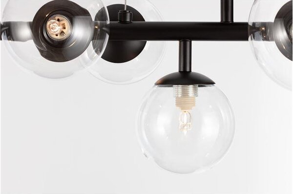 Nova Luce Závěsné svítidlo ODILLIA matný černý kov a sklo G9 7x6W