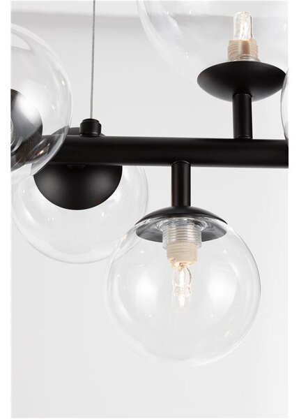 Nova Luce Závěsné svítidlo ODILLIA matný černý kov a sklo G9 7x6W
