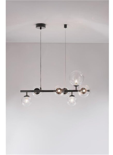 Nova Luce Závěsné svítidlo ODILLIA matný černý kov a sklo G9 7x6W