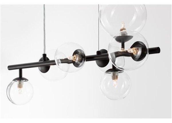 Nova Luce Závěsné svítidlo ODILLIA matný černý kov a sklo G9 7x6W