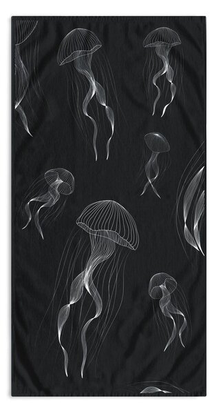 Černobílá plážová osuška 90x180 cm Jellyfish – DecoKing