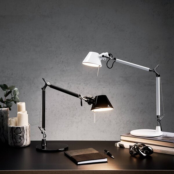 Artemide Stolní lampa Tolomeo Micro, bílá, Bílá / opál, Pracovna / kancelář, Hliník, Design