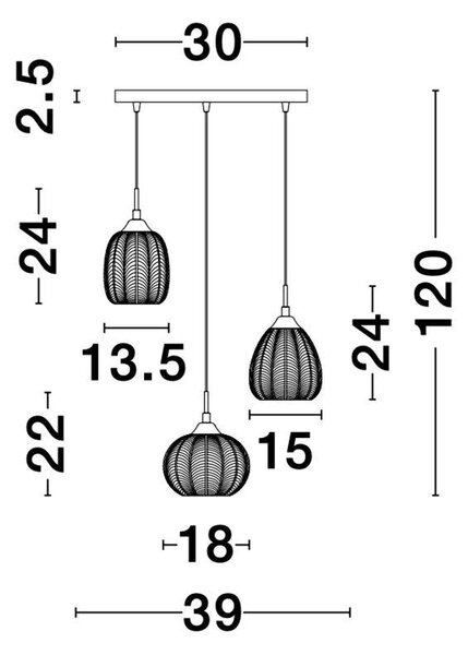 Nova Luce Závěsné svítidlo VARIO čiré sklo a saténový zlatý kov E27 3x12W
