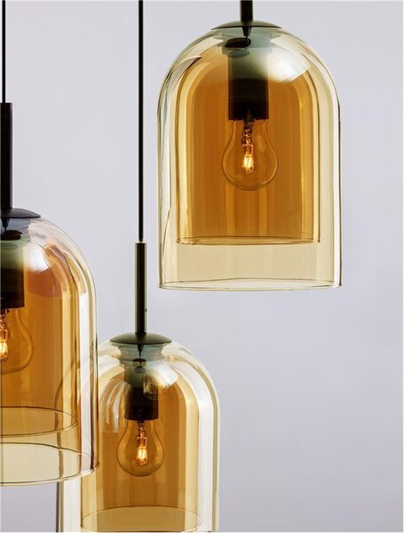 Nova Luce Závěsné svítidlo VELOR dvouvrstvé šampaň sklo E27 3x12W