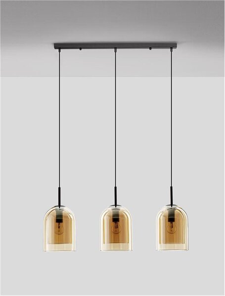 Nova Luce Závěsné svítidlo VELOR dvouvrstvé šampaň sklo E27 3x12W