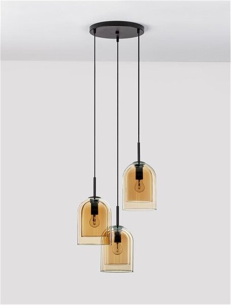 Nova Luce Závěsné svítidlo VELOR dvouvrstvé šampaň sklo E27 3x12W