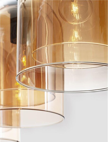 Nova Luce Závěsné svítidlo VELOR dvouvrstvé šampaň sklo E27 3x12W