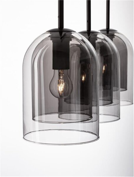 Nova Luce Závěsné svítidlo VELOR dvouvrstvé kouřové sklo E27 3x12W