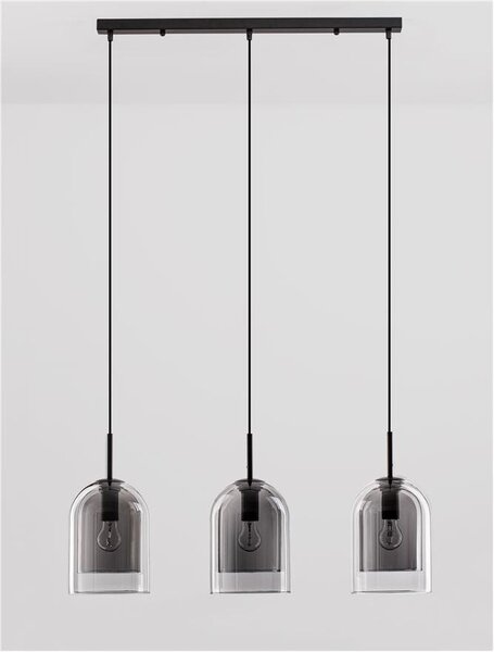 Nova Luce Závěsné svítidlo VELOR dvouvrstvé kouřové sklo E27 3x12W