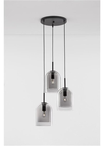 Nova Luce Závěsné svítidlo VELOR dvouvrstvé kouřové sklo E27 3x12W