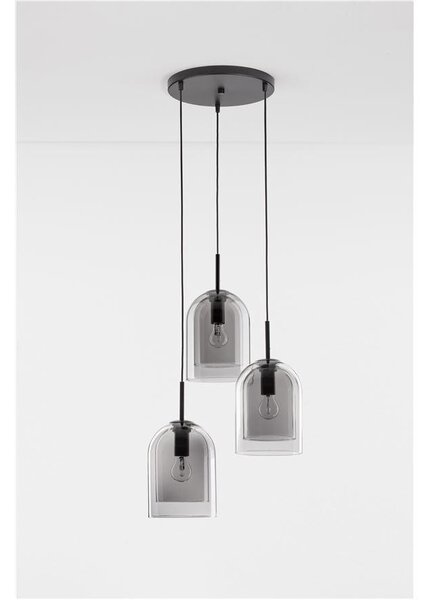 Nova Luce Závěsné svítidlo VELOR dvouvrstvé kouřové sklo E27 3x12W