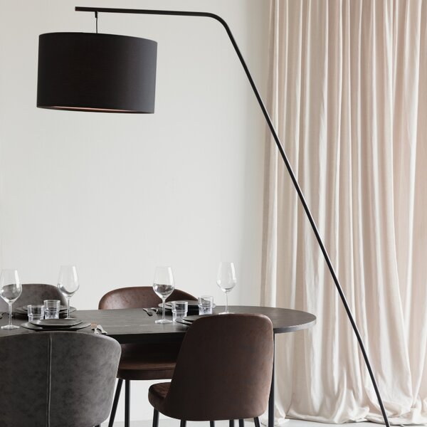 -25 % Dny MOMENTI– White Label Černá kovová stojací lampa WLL MARTINE 224 cm
