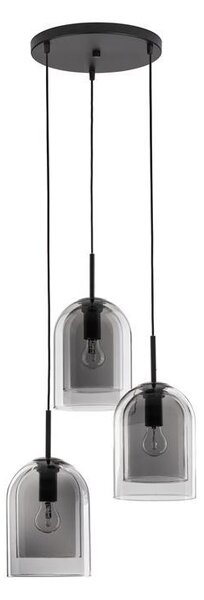 Nova Luce Závěsné svítidlo VELOR dvouvrstvé kouřové sklo E27 3x12W