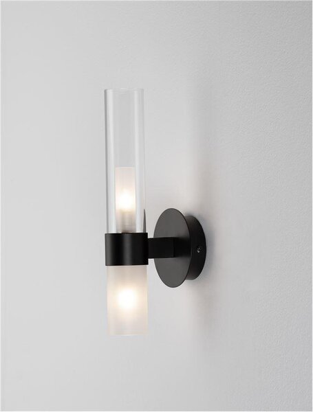 Nova Luce Nástěnné svítidlo CENTURY matná černá a čiré a matné sklo 2xG9
