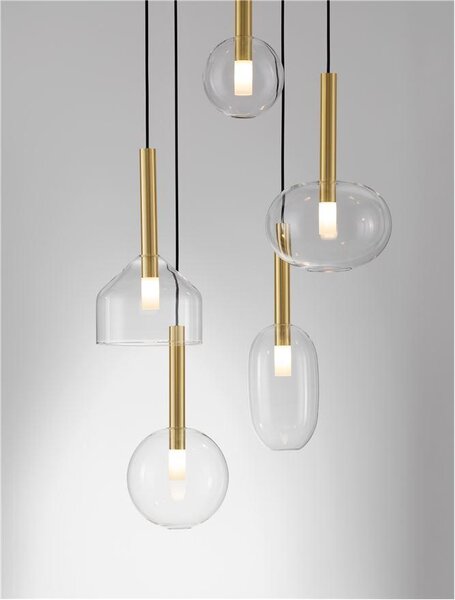Nova Luce Závěsné svítidlo AMELIA zlatá a čiré sklo G9 5x5W