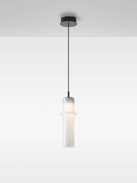 Brokis Designové závěsné svítidlo Bamboo forest up M, PC1328 Stmívání, řízení: ON/OFF (bez stmívání), Barva skla: Hnědá kouřová - transparentní sklo, Povrchová úprava baldachýnu: Kov - černý matovaný komaxit se strukturou