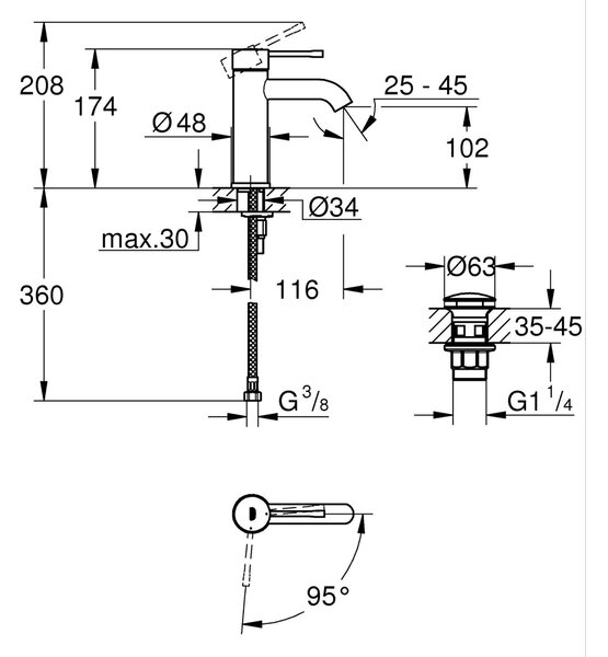 Grohe Essence New umyvadlová baterie stojící černá 237972431