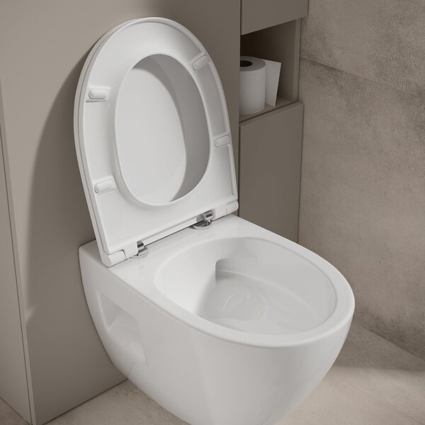 Cersanit Moduo wc mísa se sedátkem s pomalým sklápěním závěsná bez splachovacího kruhu s vírovým splachováním bílá lesk S4013-010