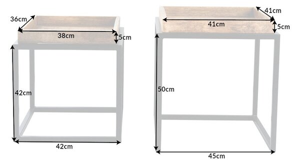 SERVITEUR Odkládací stolek, sada 2 táců, 45–55 cm, mangové dřevo