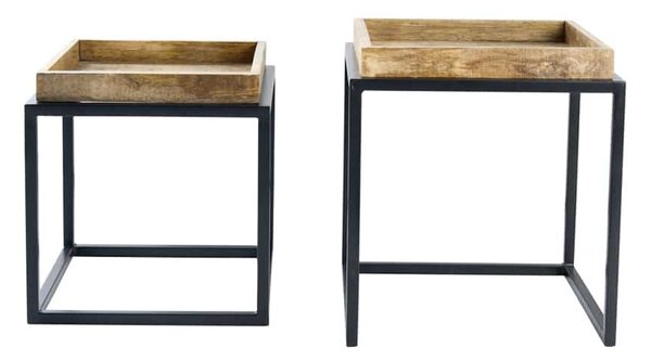 SERVITEUR Odkládací stolek, sada 2 táců, 45–55 cm, mangové dřevo
