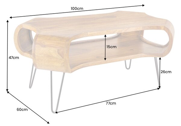 Kávový stolek ORGANIC LIVING 100 cm palisandrové dřevo přírodní