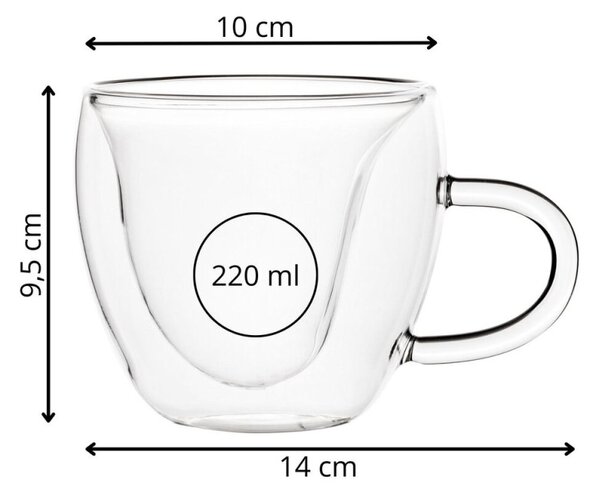Skleněný hrnek na kávu srdce 220 ml SPRINGOS HA7575