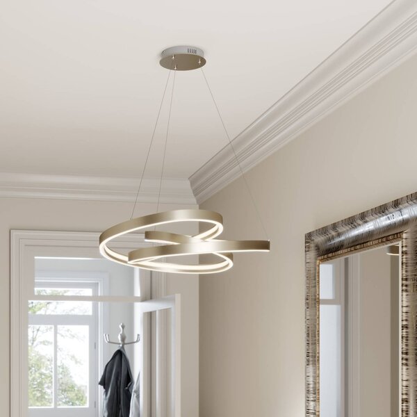 Lucande Závěsné svítidlo LED Gunbritt, Ø 80 cm, stříbrné, stmívatelné, stmívatelný, Hliník / šedá / zinek, Obývací pokoj / jídelna, Hliník, Moderní