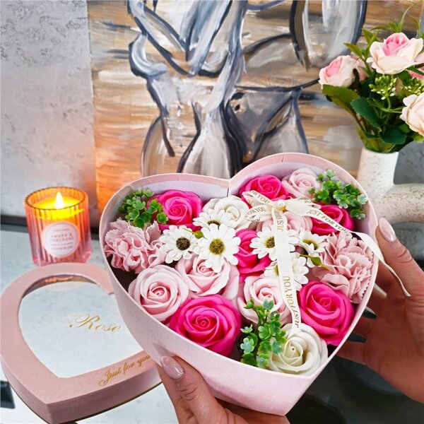 Mýdlové květiny SPRINGOS FLORHEART růžové