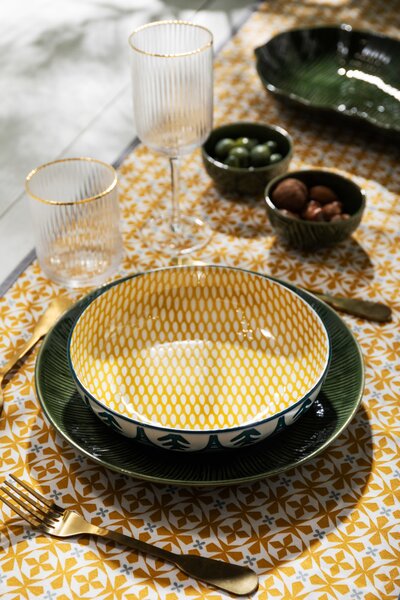 Mikasa Kameninová miska s motivem zelených listů, 21 cm MKPBOWLS28