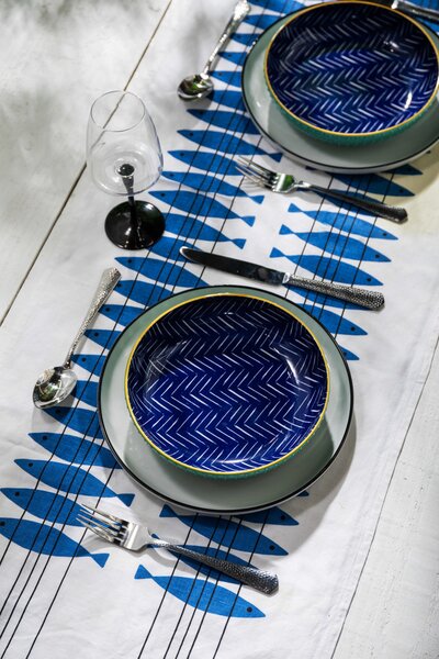 Mikasa Kameninová miska Coupe s indigovým chevron vzorem, 21 cm MKPBOWLS18