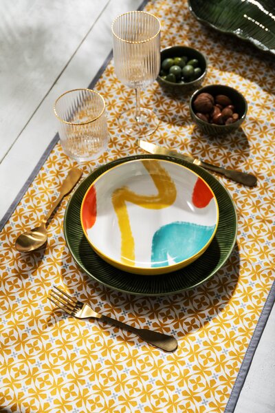 Mikasa Kameninová miska Coupe se žlutým abstraktním vzorem, 21 cm MKPBOWLS40